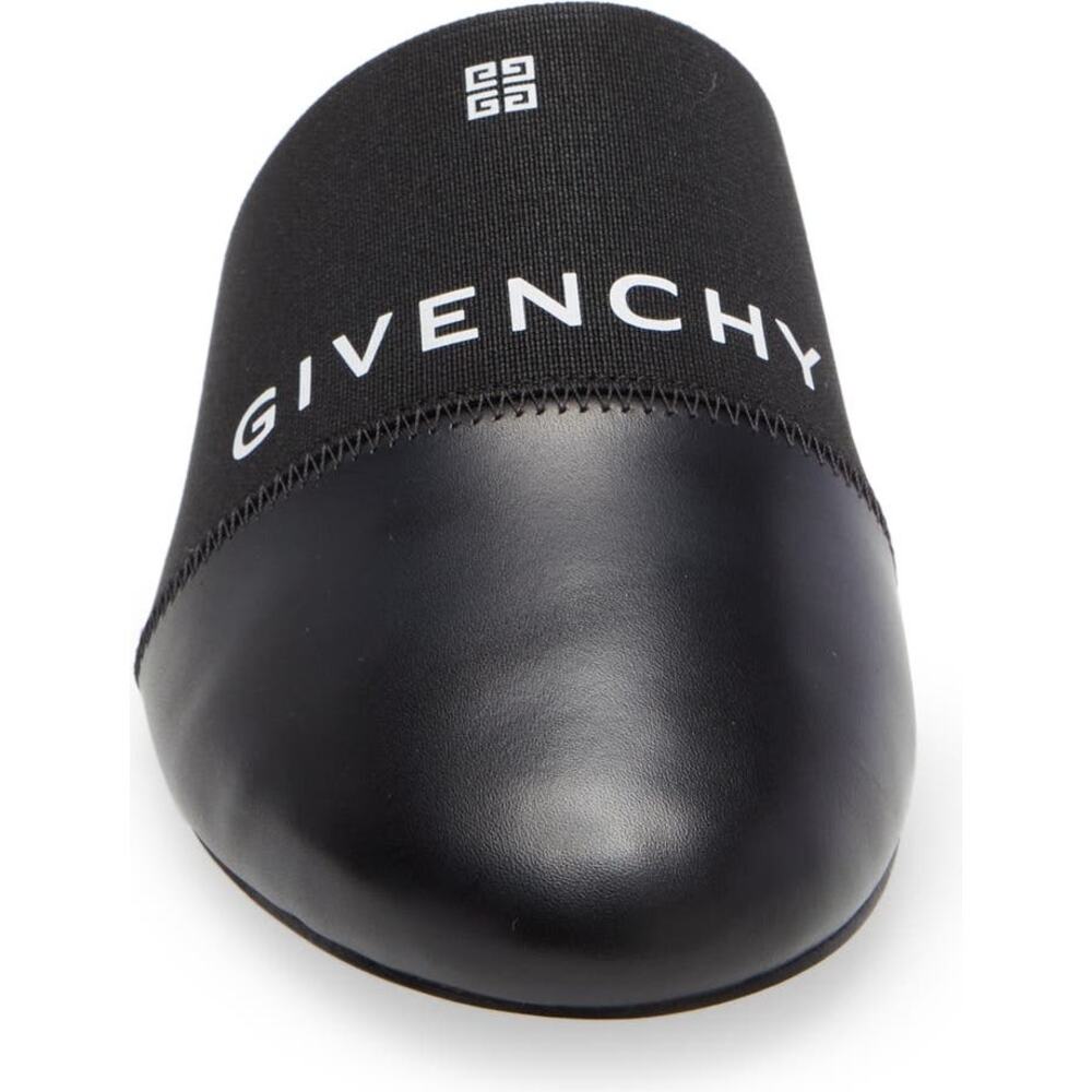 Givenchy Bedford Black Logo Print Leather Slip On Mules Size 6.5 - Picture 5 of 12